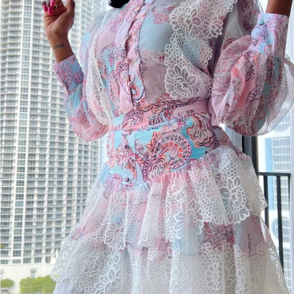 NEW- Spring Pink Lace Two Piece Skirt Set - Picture 1 of 2